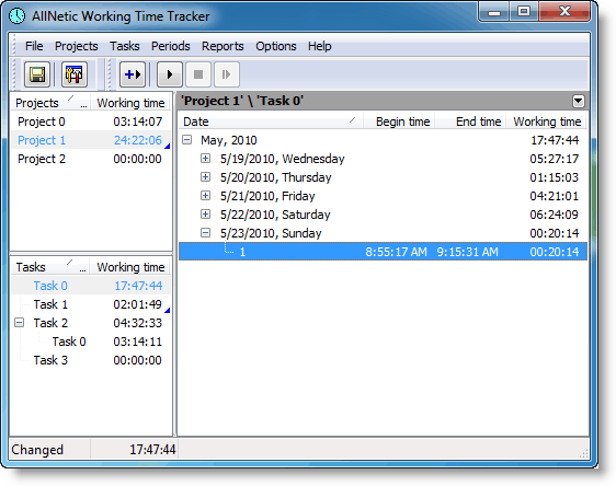 Click to view AllNetic Working Time Tracker 3.0 screenshot